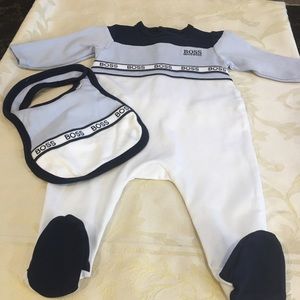 Hugo Boss 2pc sleeper with matching bib. 6M like new worn once